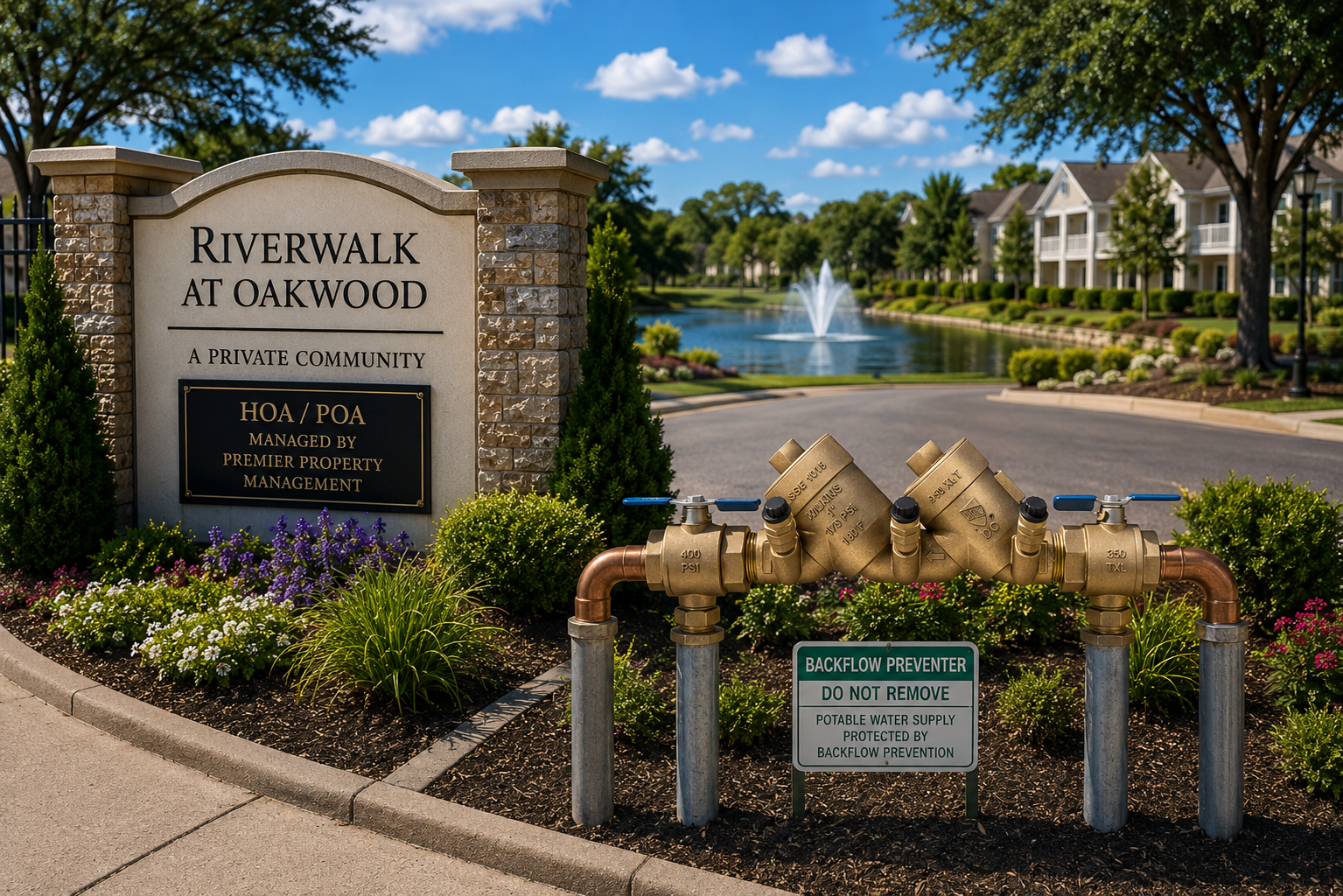 HOA community with backflow prevention assembly
