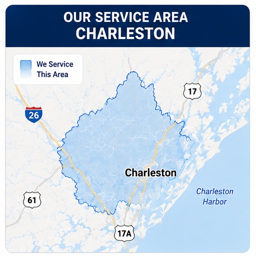 A+ Backflow Testing service area map for Charleston, South Carolina