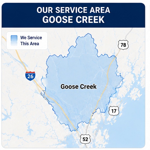 A+ Backflow Testing service area map for Goose Creek, South Carolina
